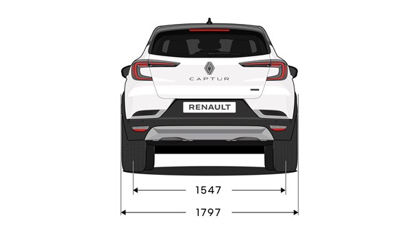 Rear end dimensions - Renault Captur E-Tech full hybrid